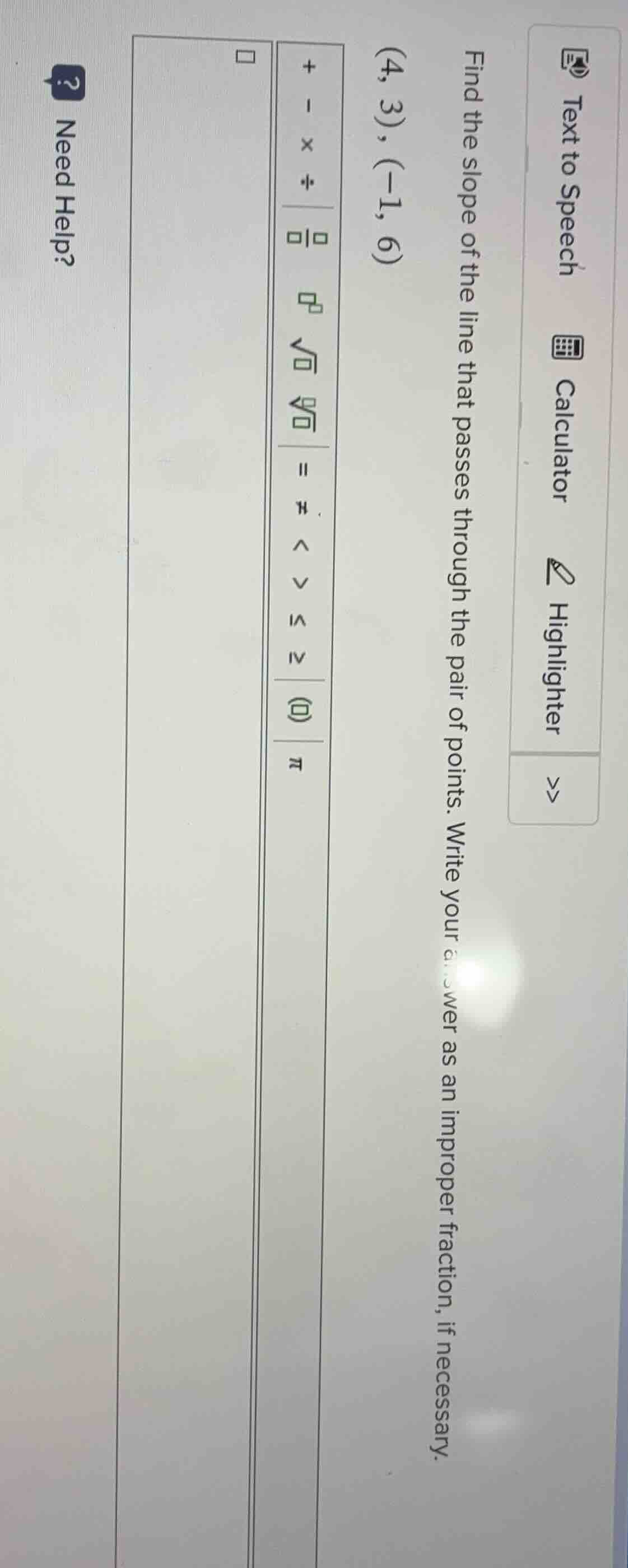 find the slope of the line that passes through the pair of points. (4, …