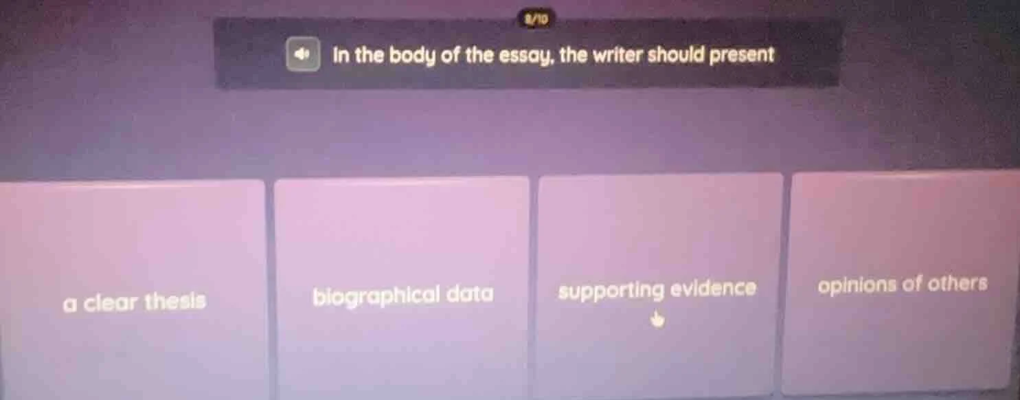 in the body of the essay, the writer should present a clear thesis biog…