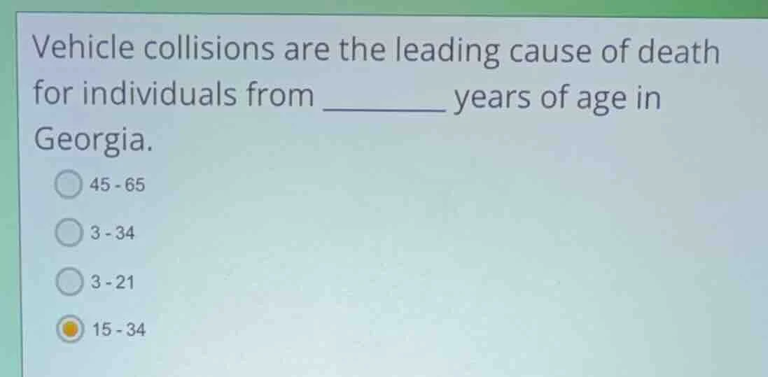 vehicle collisions are the leading cause of death for individuals from …