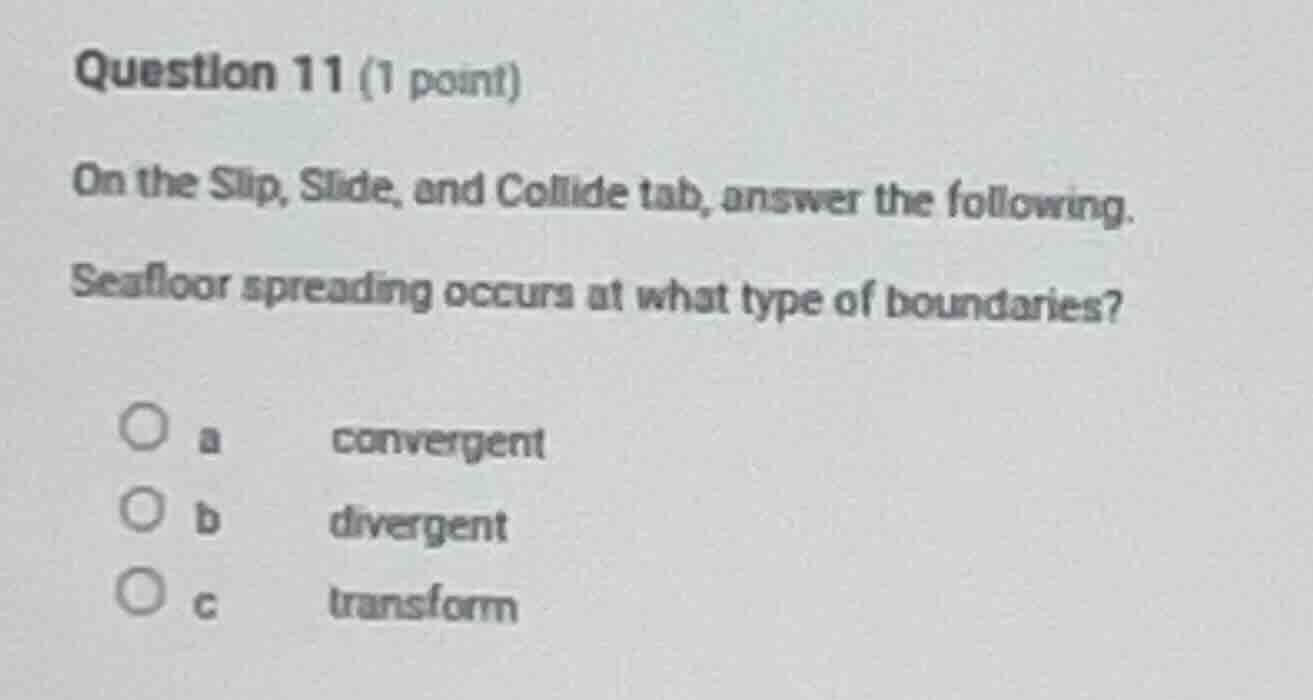 question 11 (1 point) on the slip, slide, and collide tab, answer the f…