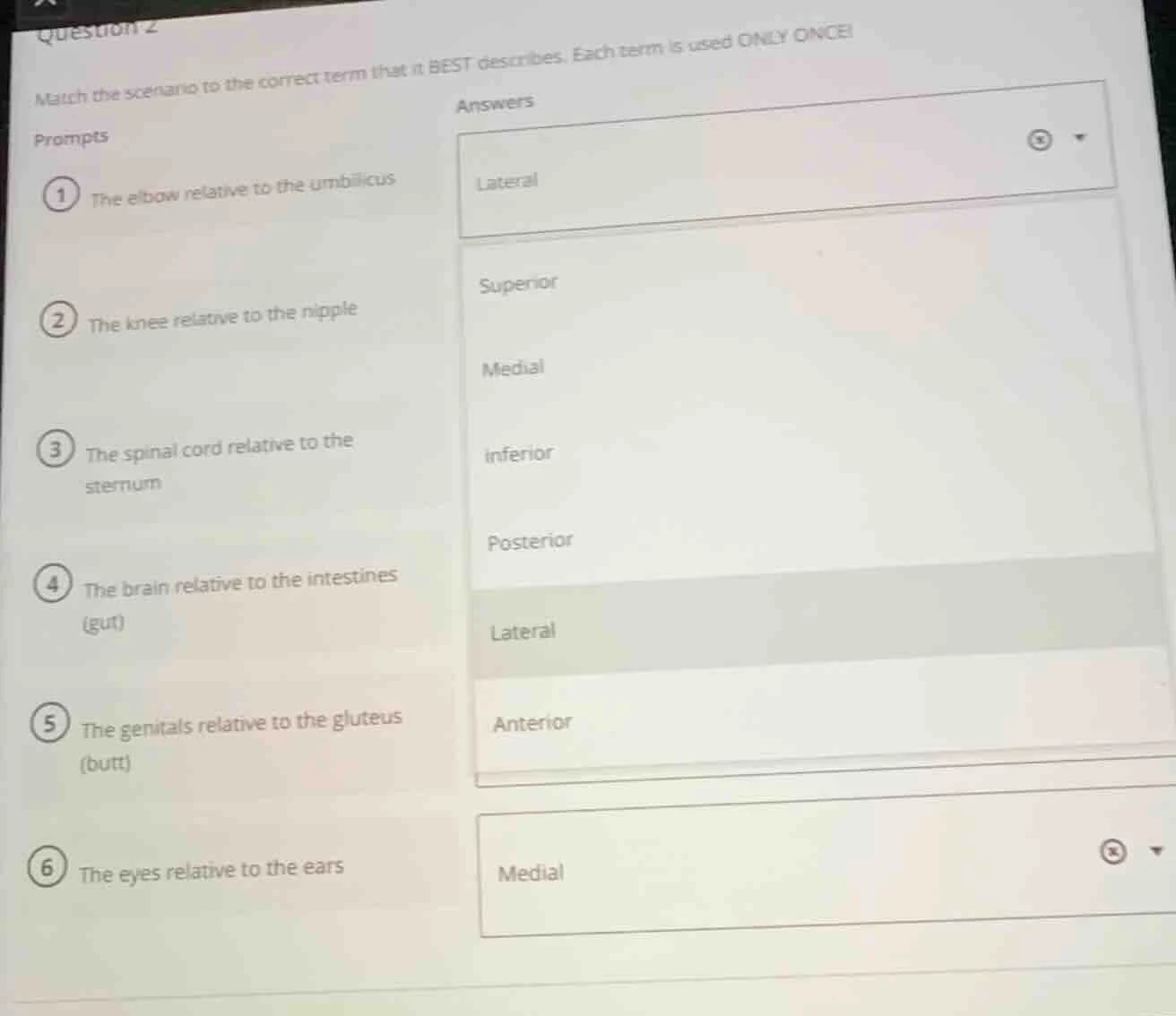 question 2 match the scenario to the correct term that it best describe…