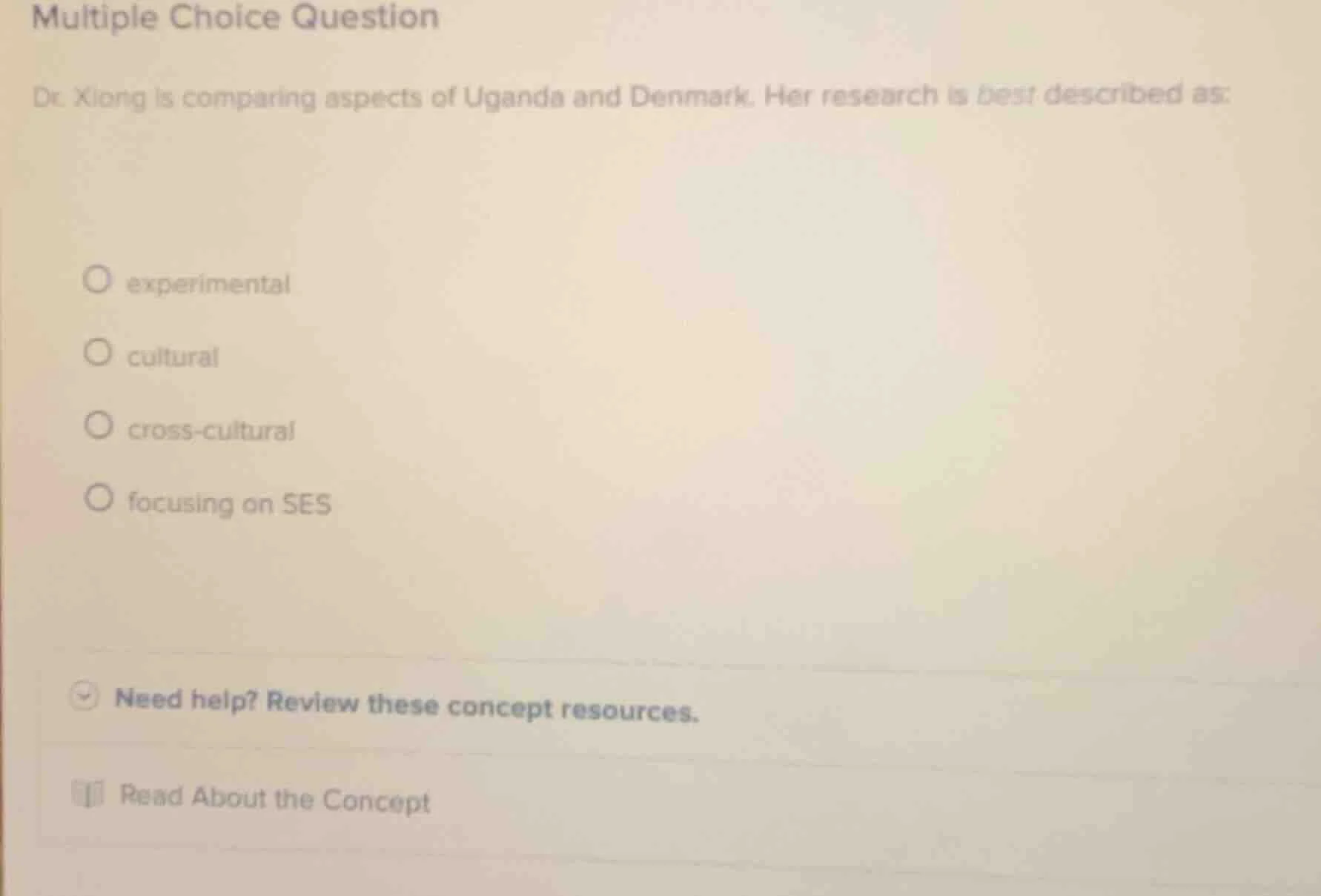 multiple choice question dr. xiong is comparing aspects of uganda and d…
