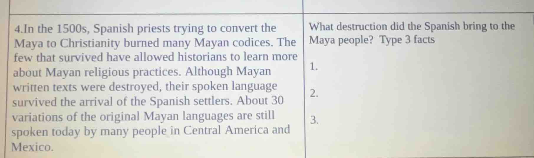 4. in the 1500s, spanish priests trying to convert the maya to christia…