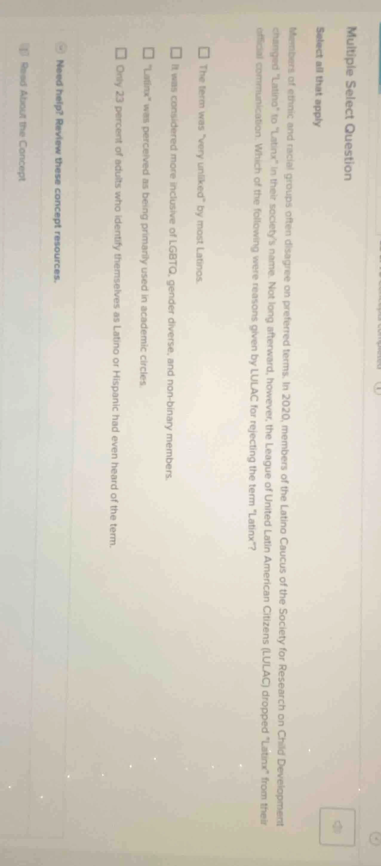 multiple select question select all that apply members of ethnic and ra…