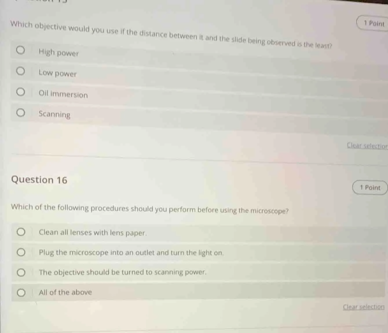 which objective would you use if the distance between it and the slide …