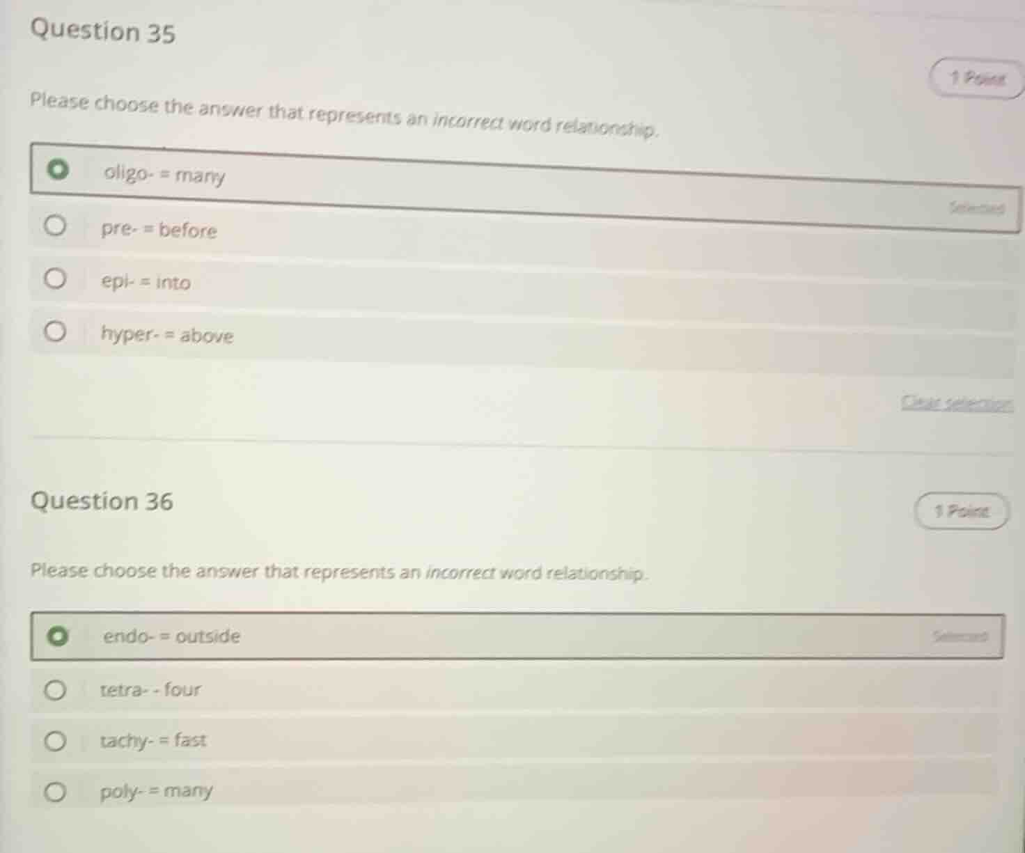 question 35 1 point please choose the answer that represents an incorre…