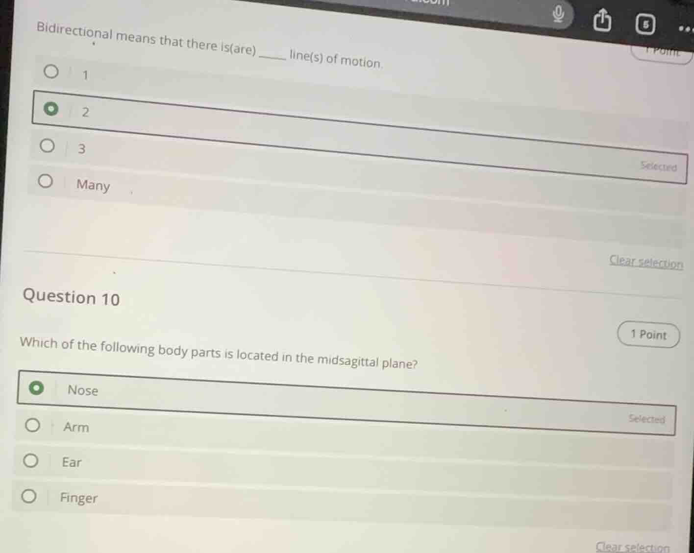 bidirectional means that there is(are) ____ line(s) of motion. ○ 1 ○ 2 …