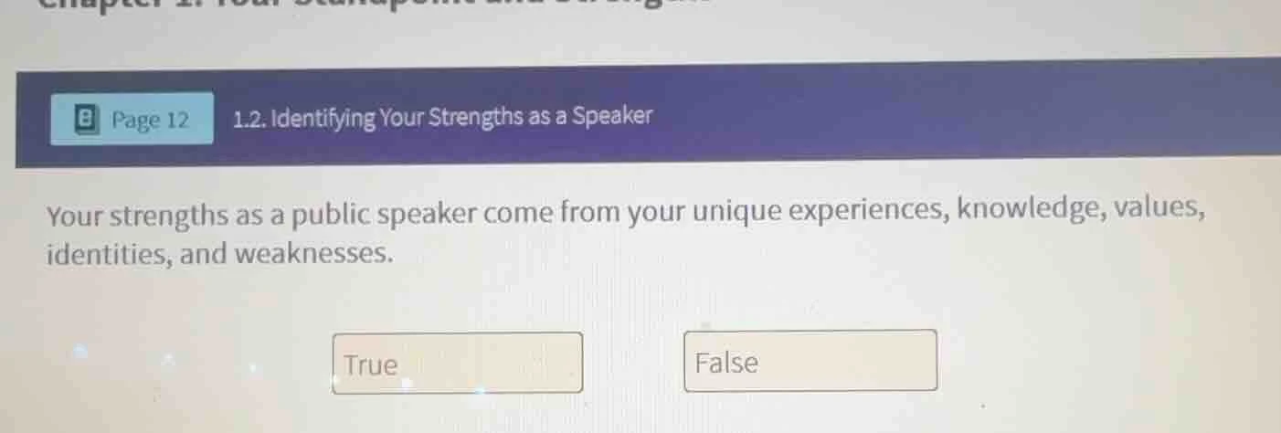 page 12 1.2. identifying your strengths as a speaker your strengths as …