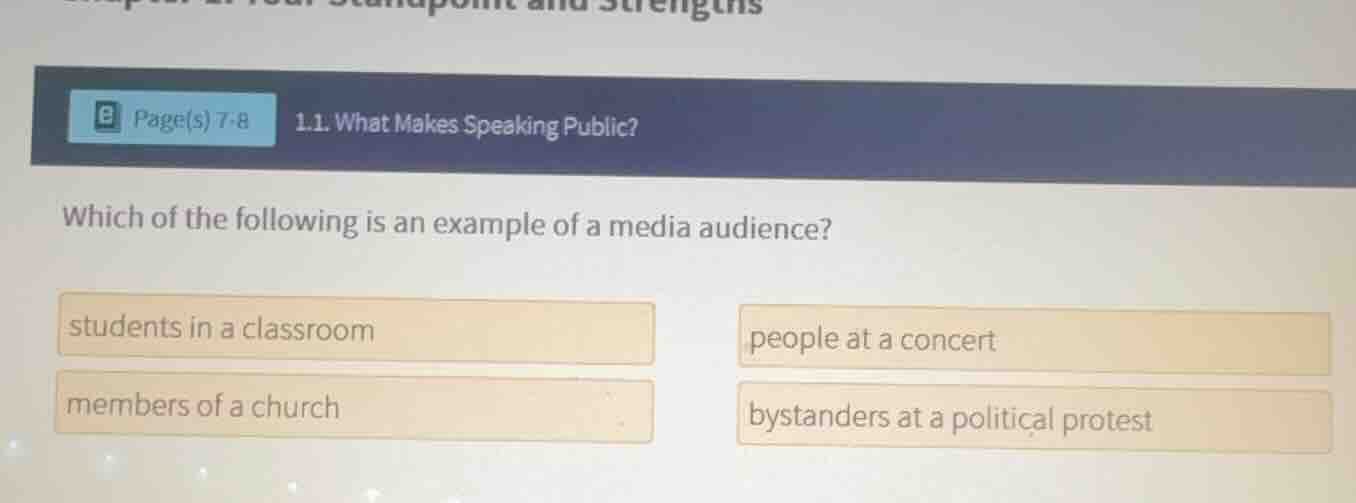 page(s) 7 - 8 1.1. what makes speaking public? which of the following i…