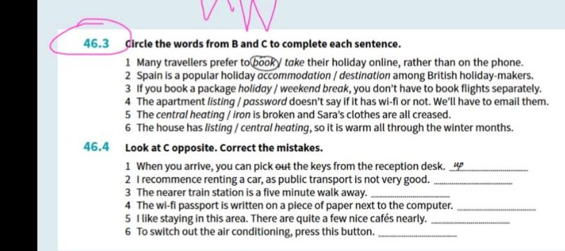 46.3 circle the words from b and c to complete each sentence. 1 many tr…