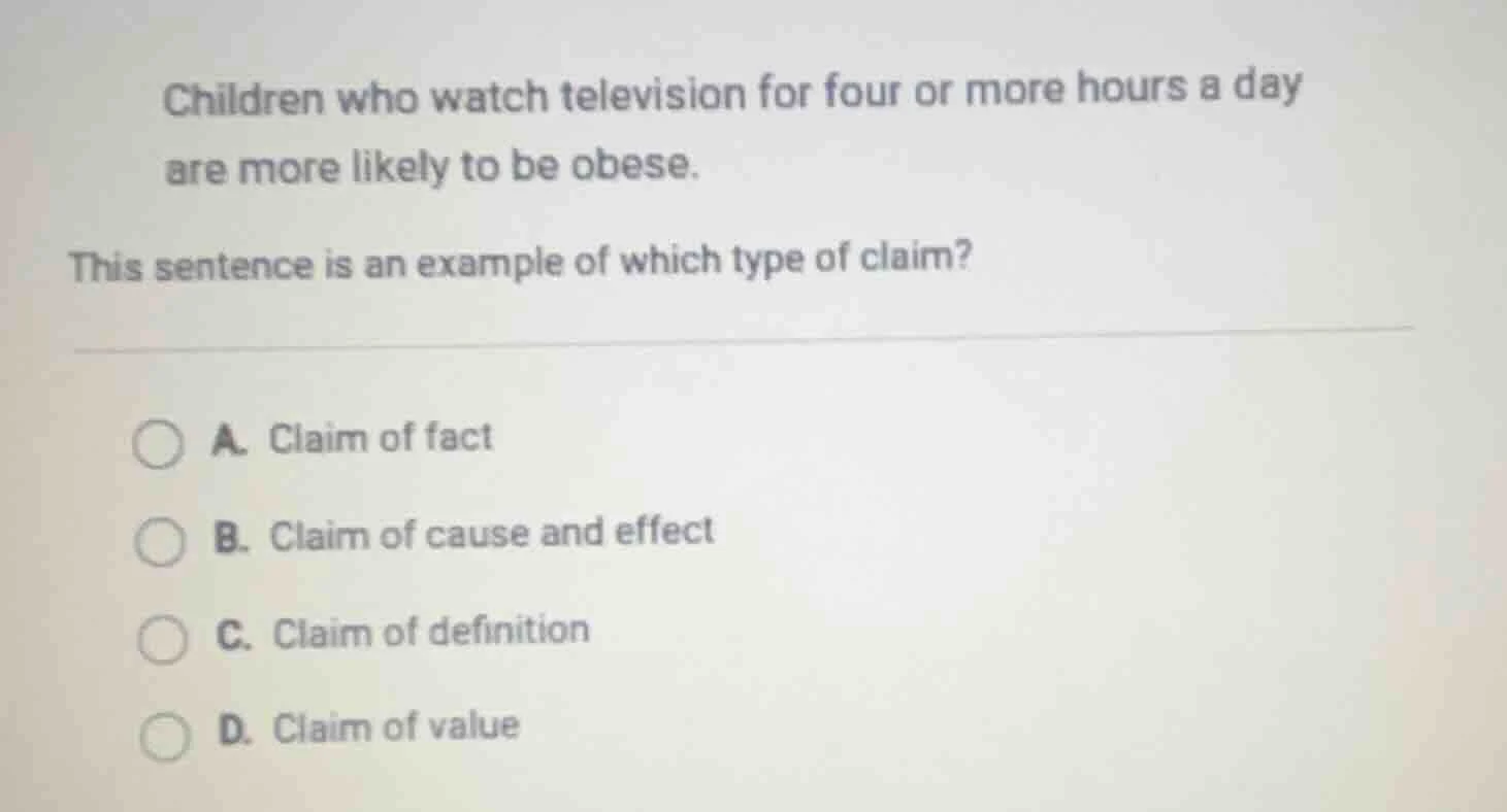 children who watch television for four or more hours a day are more lik…