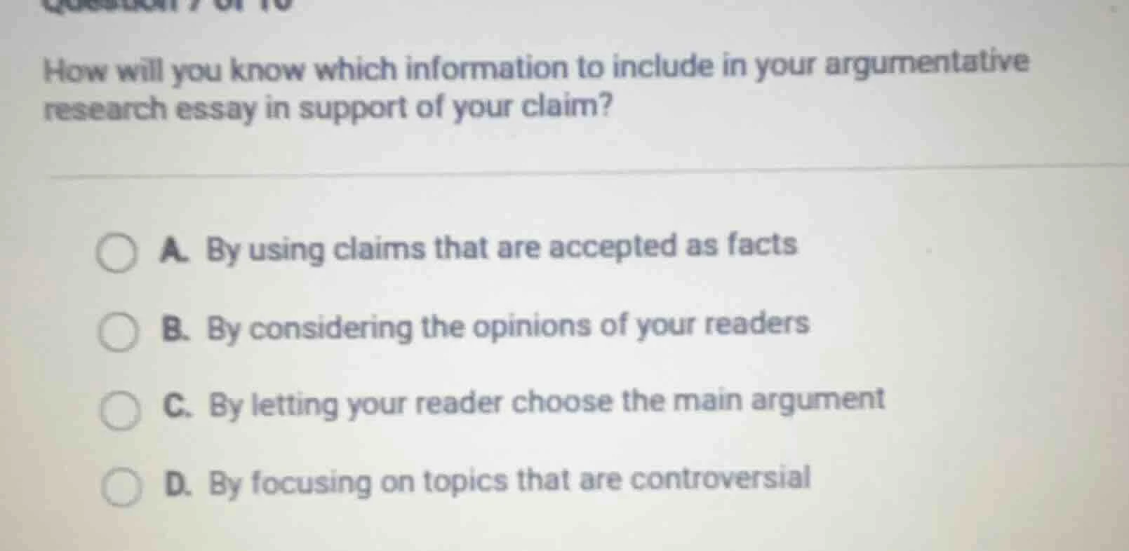 how will you know which information to include in your argumentative re…