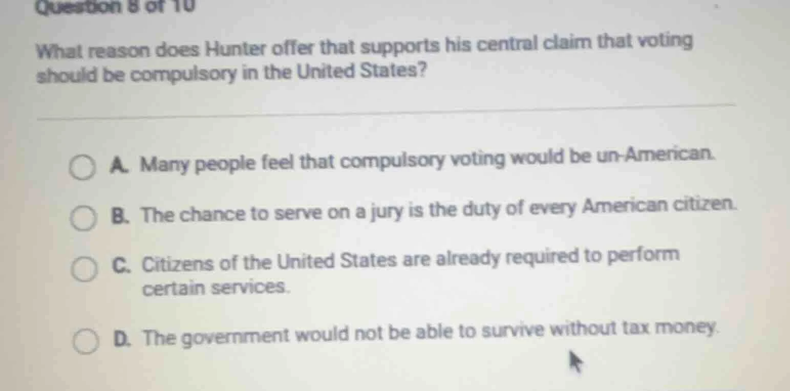 question 8 of 10 what reason does hunter offer that supports his centra…