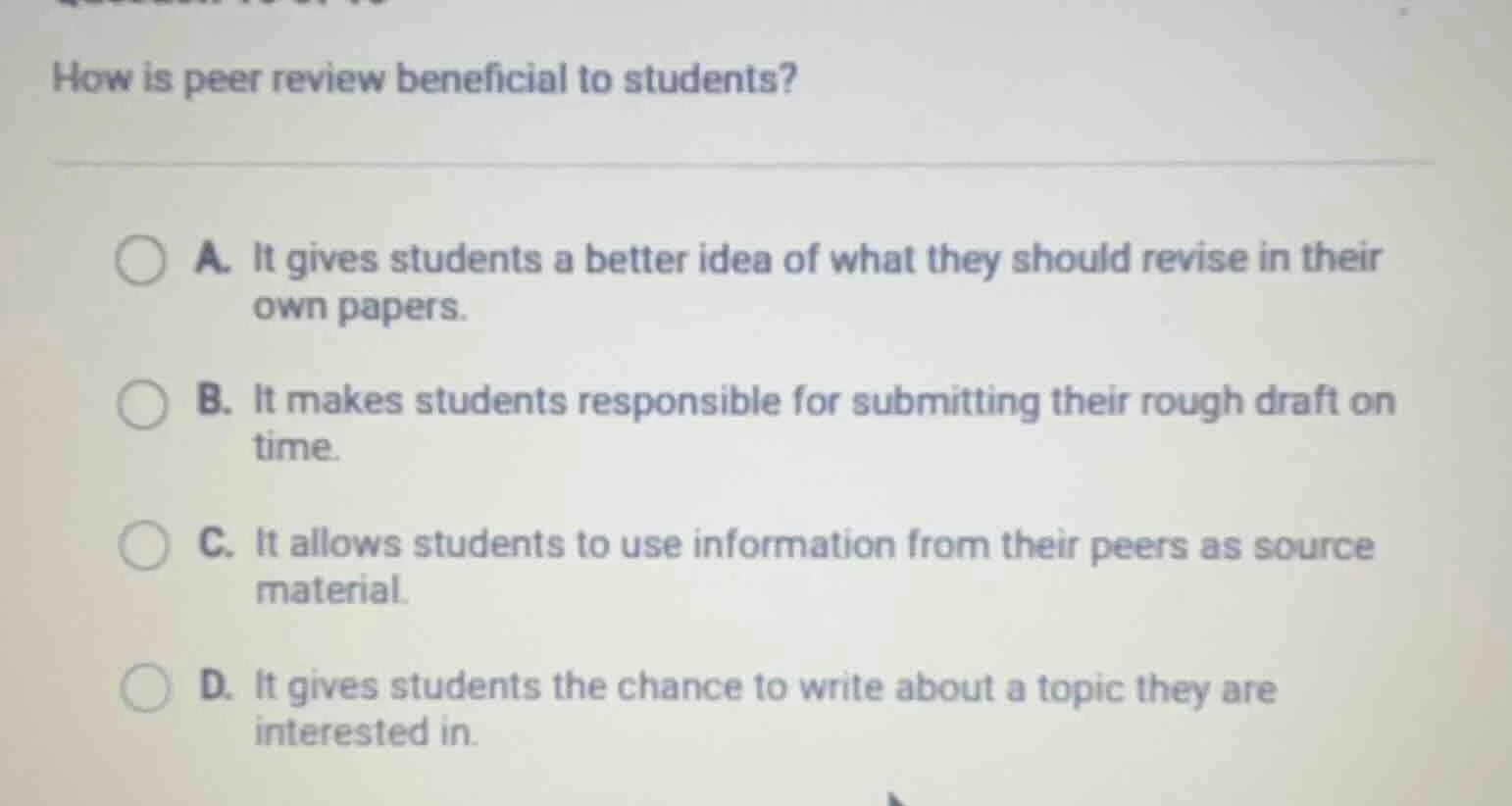 how is peer review beneficial to students? a. it gives students a bette…