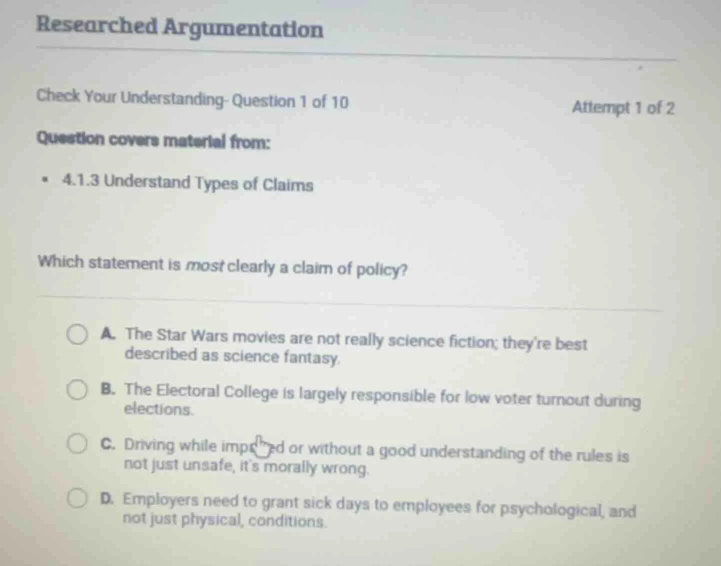 researched argumentation check your understanding- question 1 of 10 att…