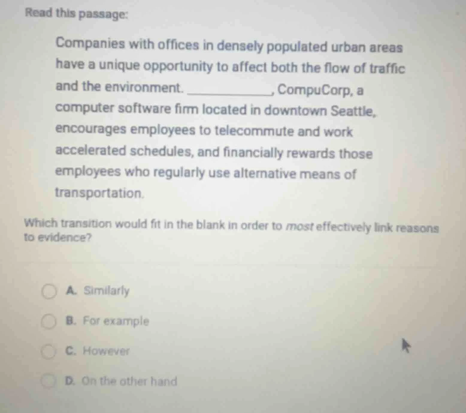 read this passage: companies with offices in densely populated urban ar…