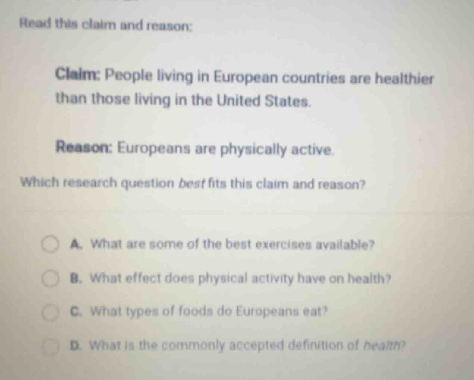 read this claim and reason: claim: people living in european countries …