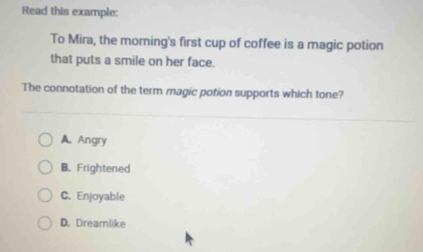 read this example: to mira, the mornings first cup of coffee is a magic…