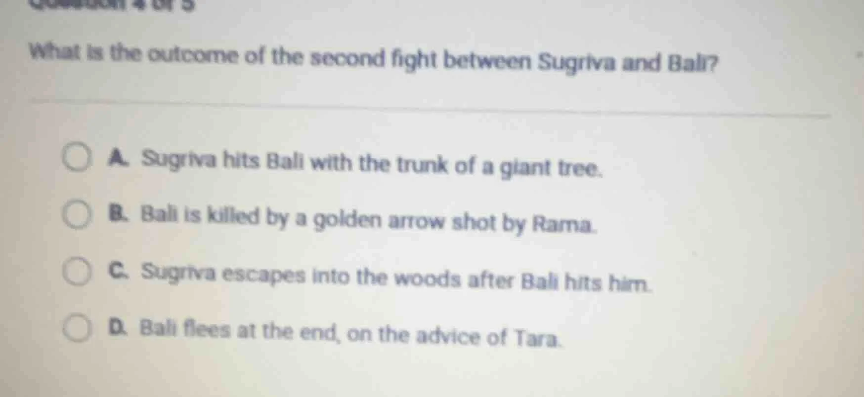 what is the outcome of the second fight between sugriva and bali? a. su…