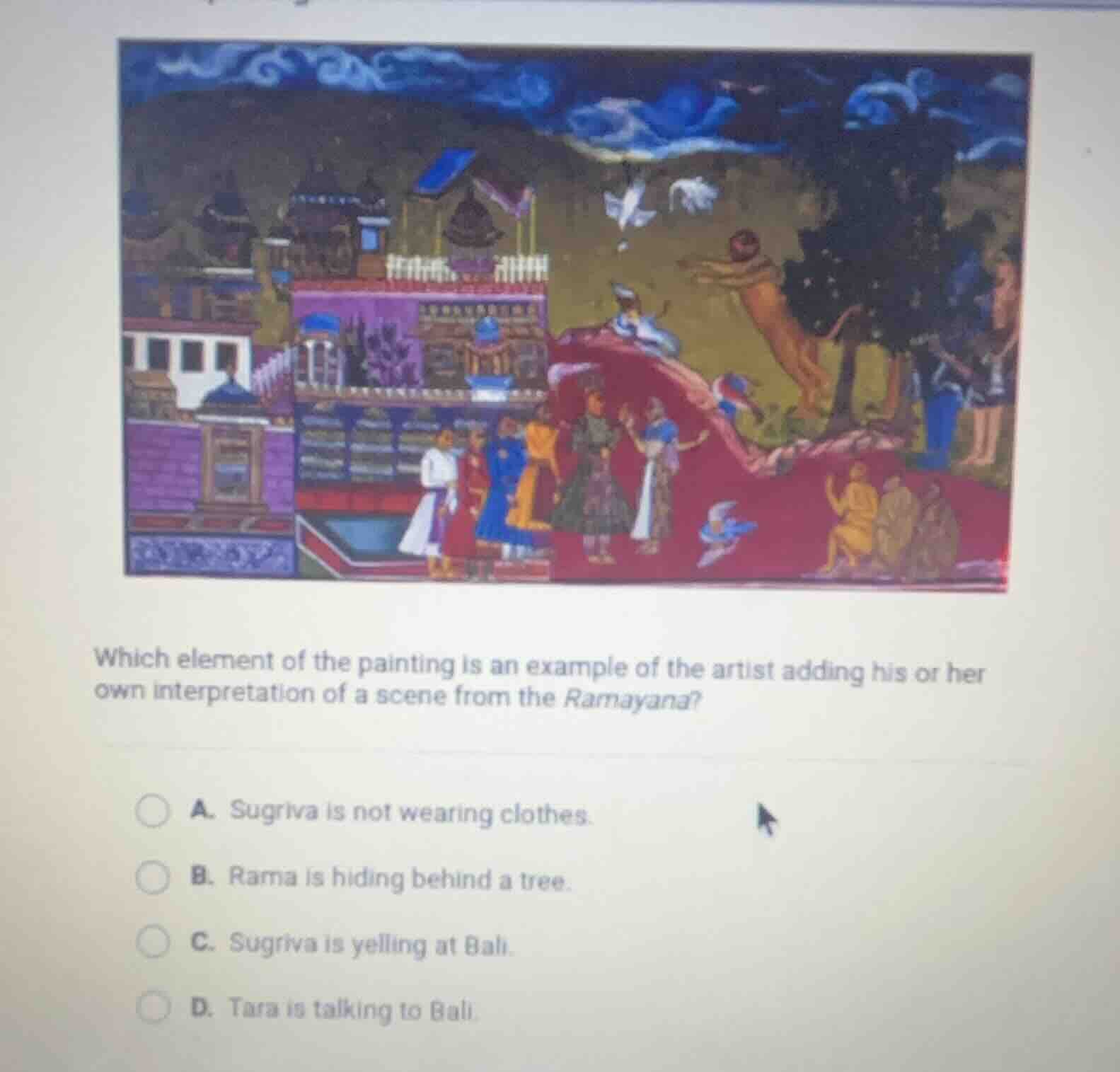 which element of the painting is an example of the artist adding his or…