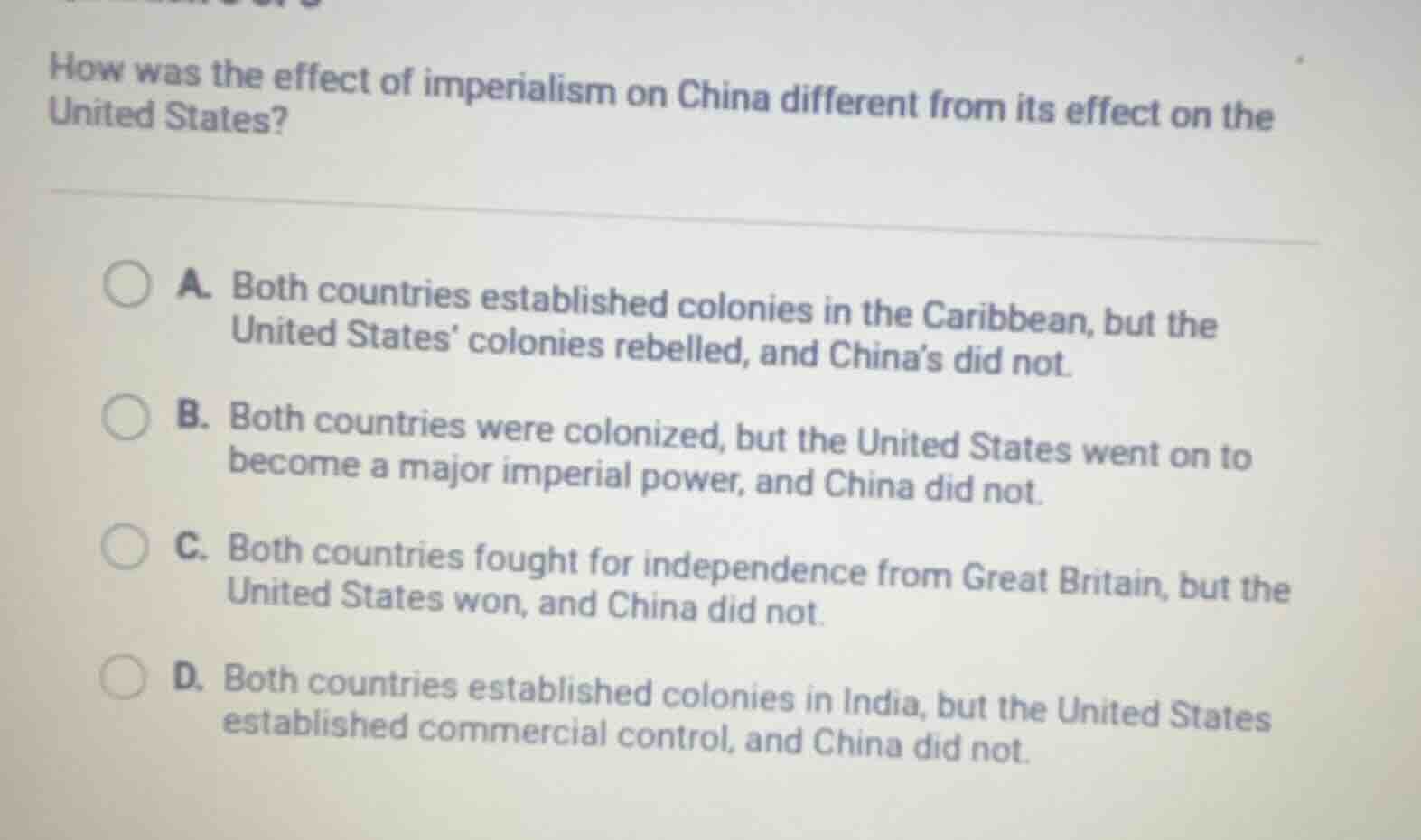 how was the effect of imperialism on china different from its effect on…