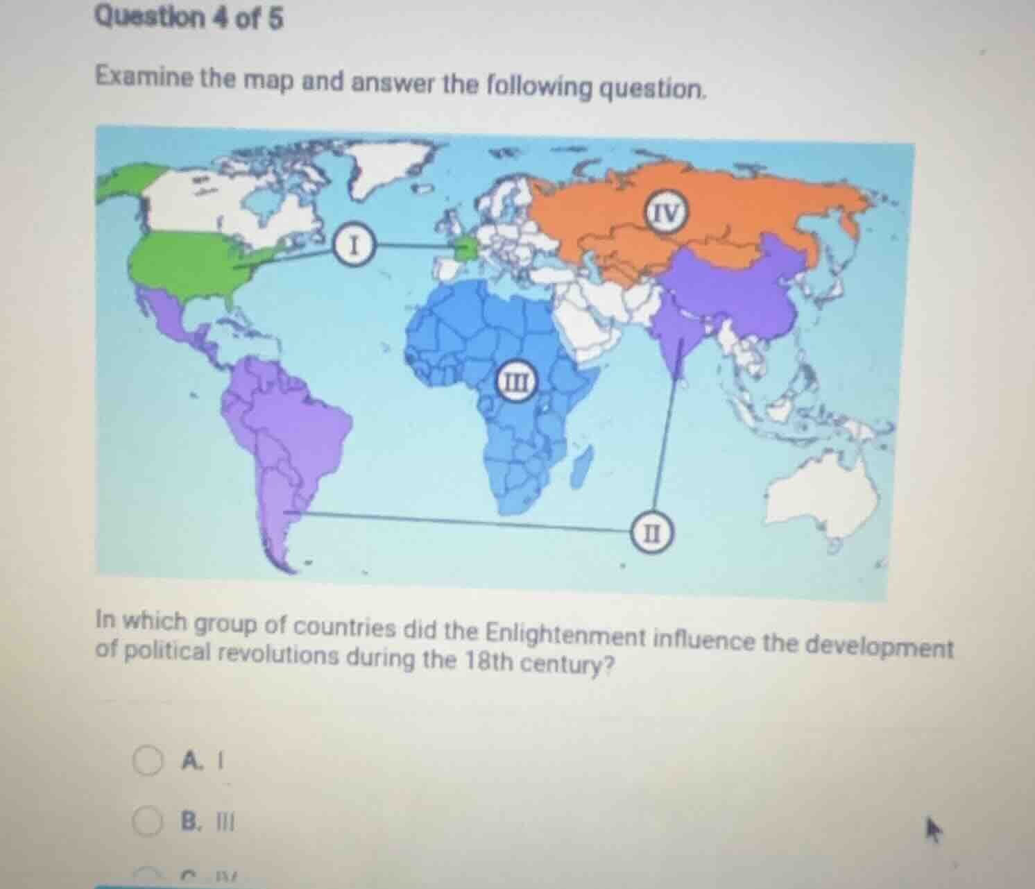 question 4 of 5 examine the map and answer the following question. in w…