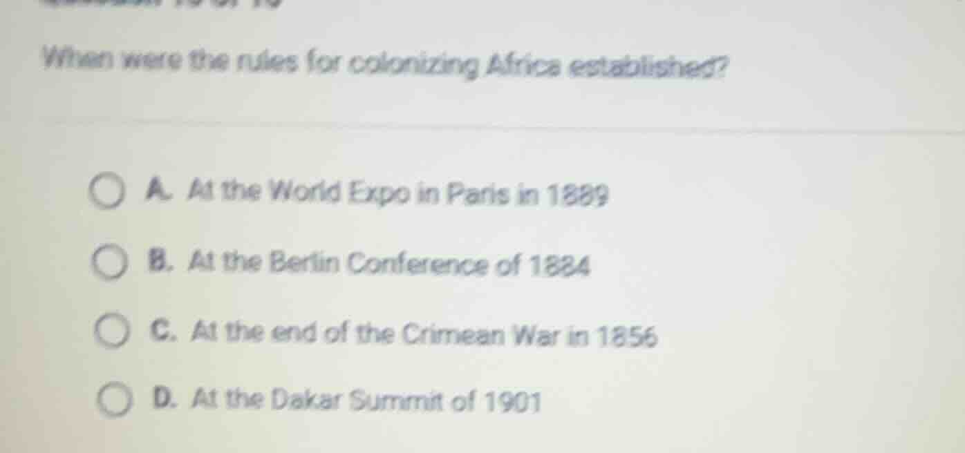 when were the rules for colonizing africa established? a. at the world …