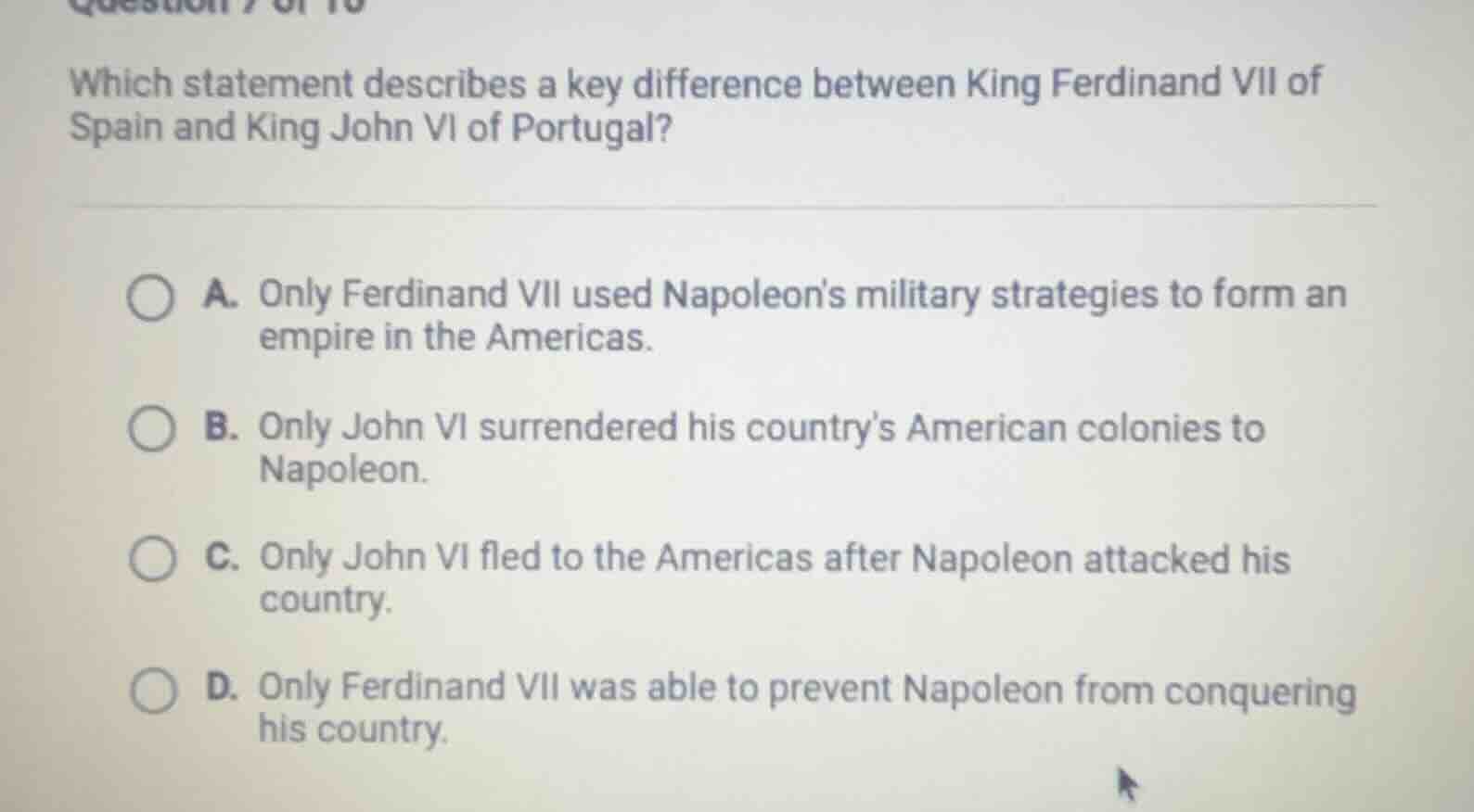 which statement describes a key difference between king ferdinand vii o…