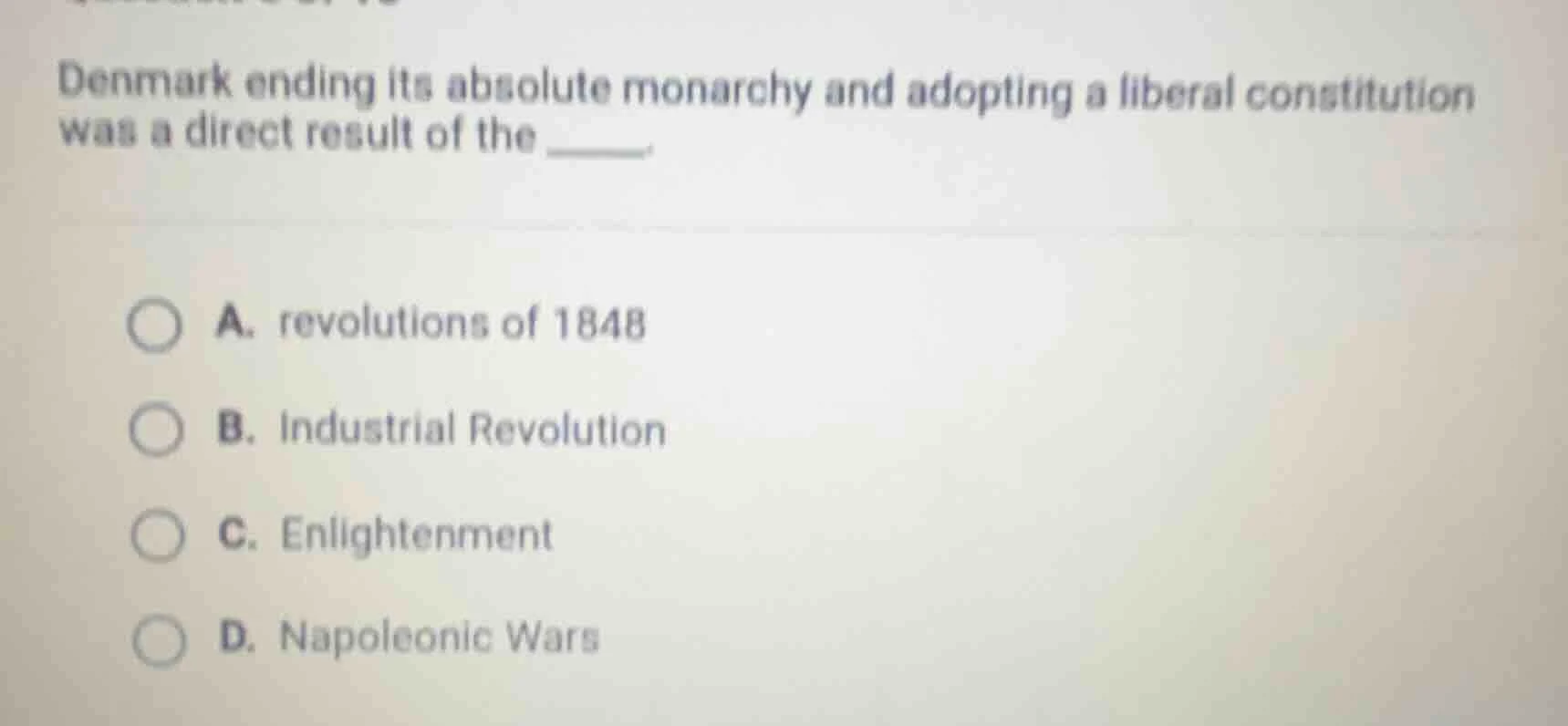 denmark ending its absolute monarchy and adopting a liberal constitutio…