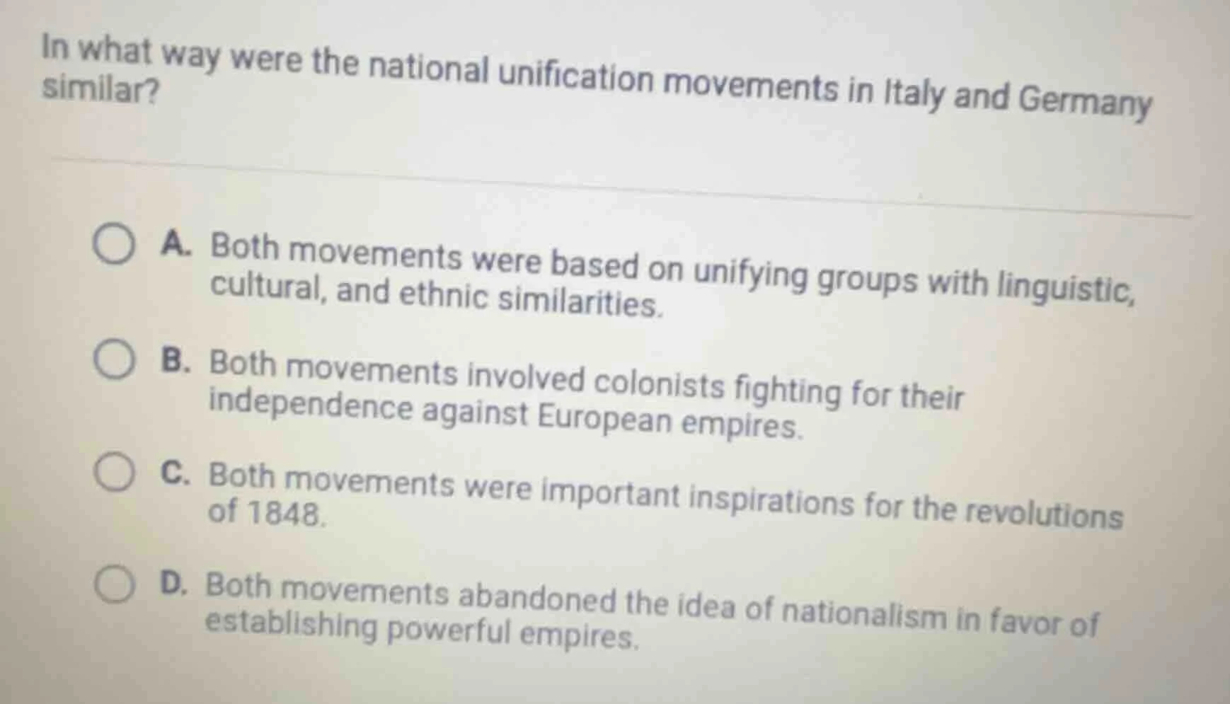 in what way were the national unification movements in italy and german…