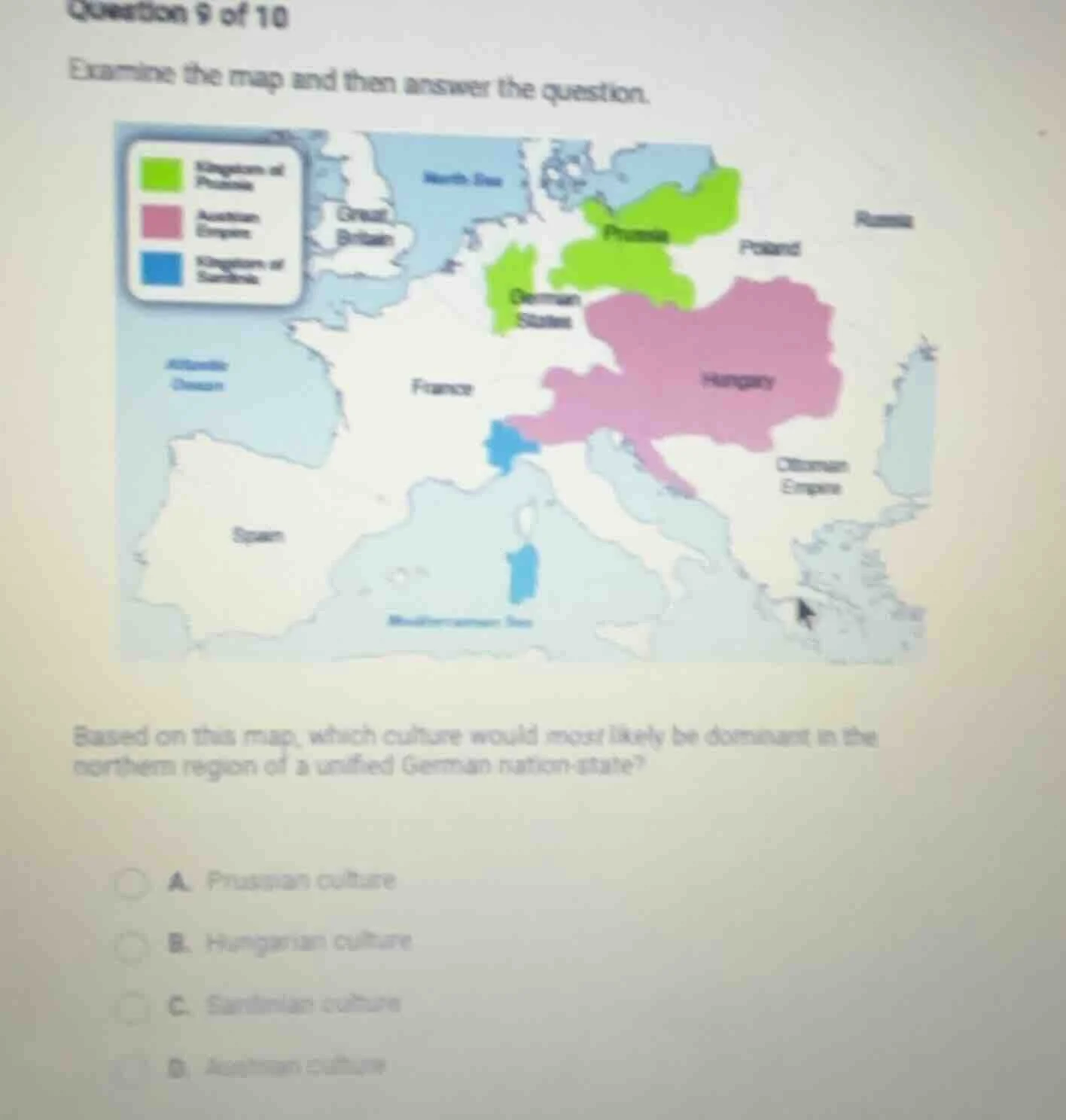 question 9 of 10 examine the map and then answer the question. map omit…