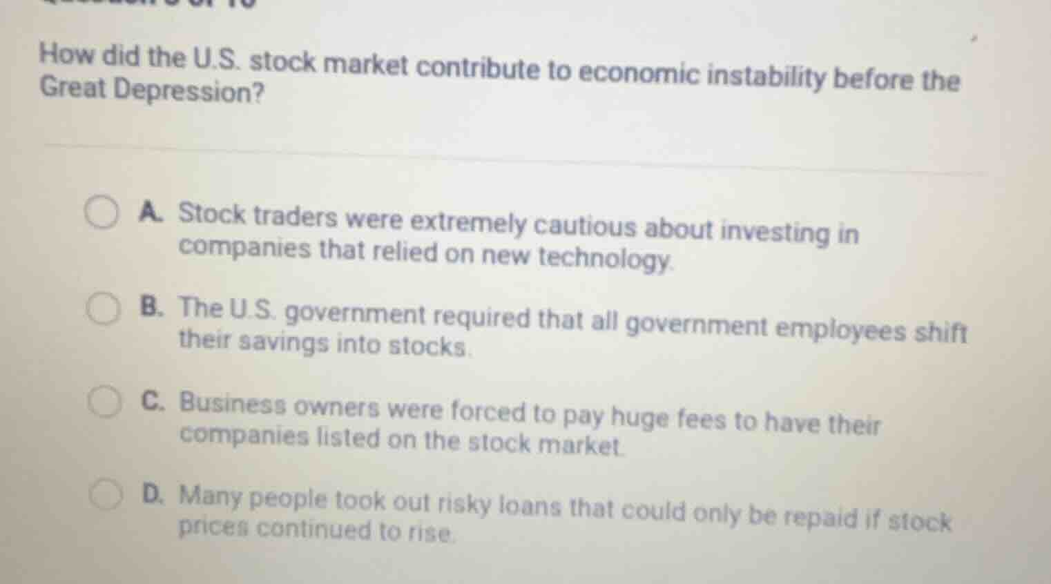 how did the u.s. stock market contribute to economic instability before…
