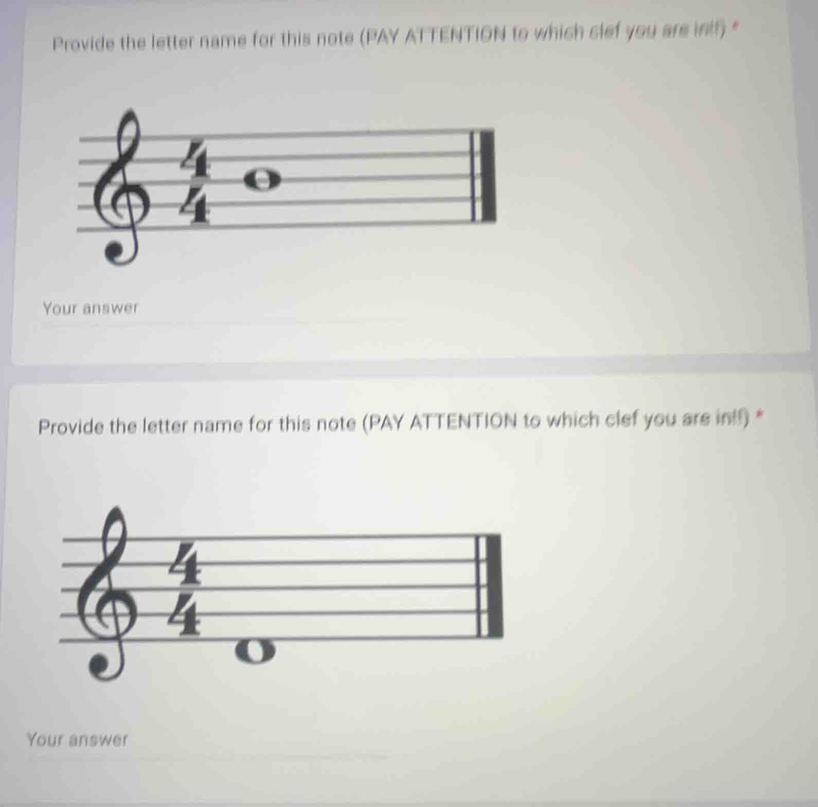 provide the letter name for this note (pay attention to which clef you …