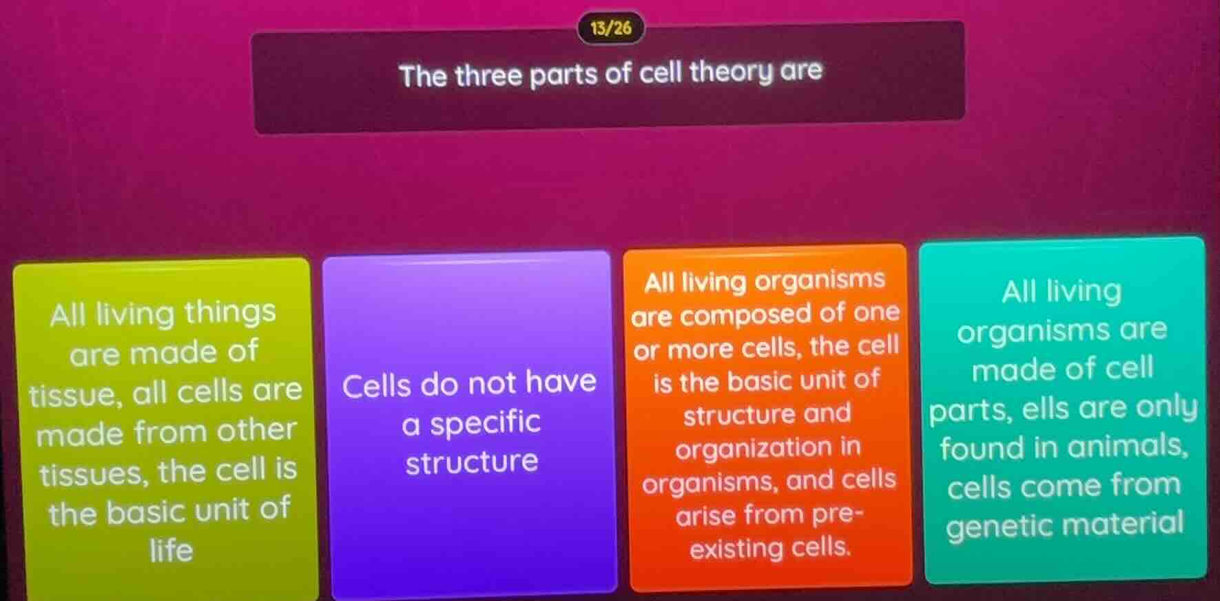 the three parts of cell theory are all living things are made of tissue…