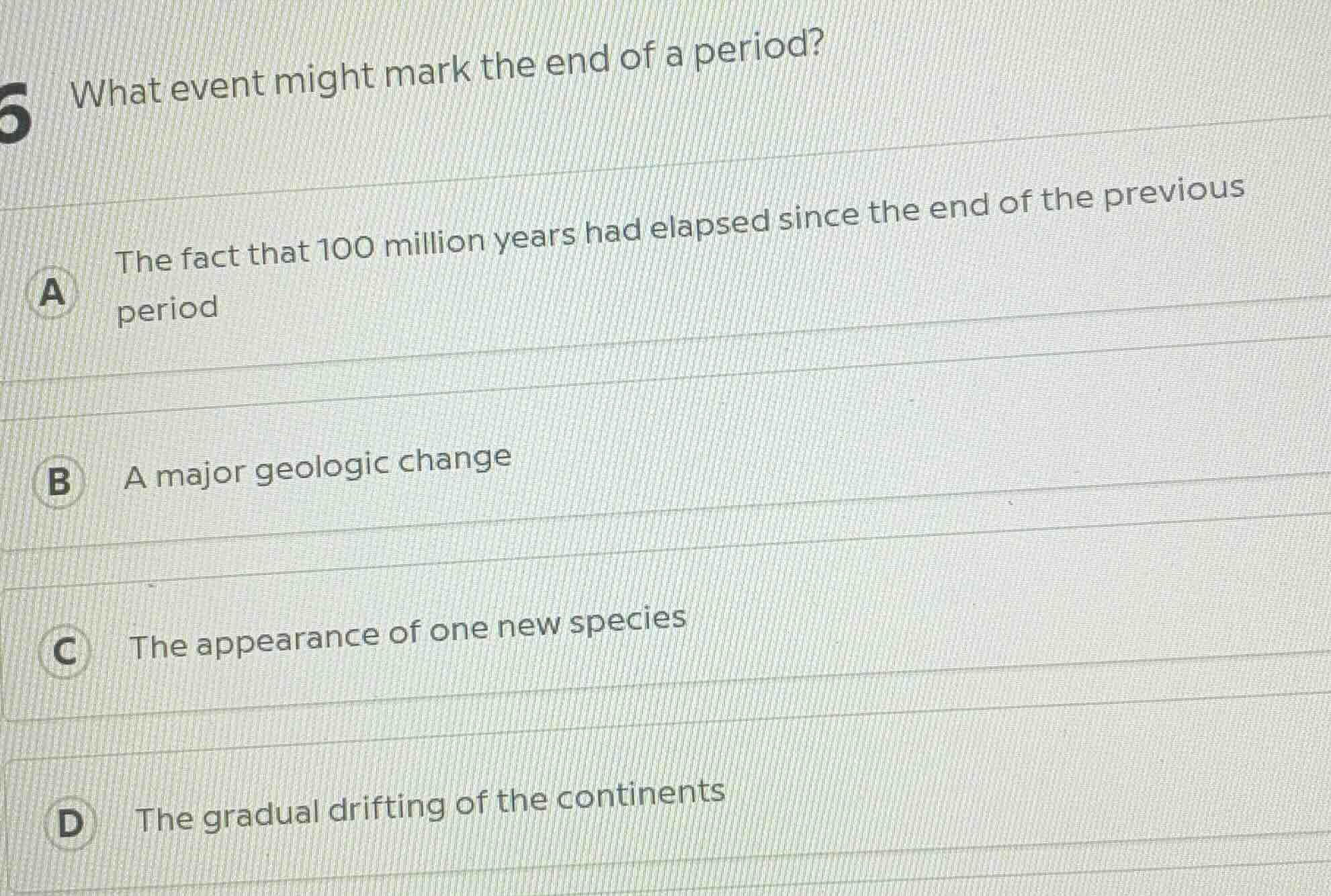 6 what event might mark the end of a period? a the fact that 100 millio…