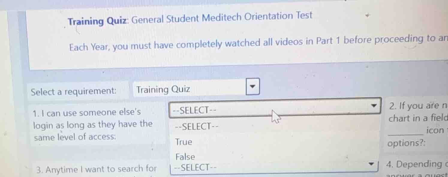 training quiz: general student meditech orientation test each year, you…