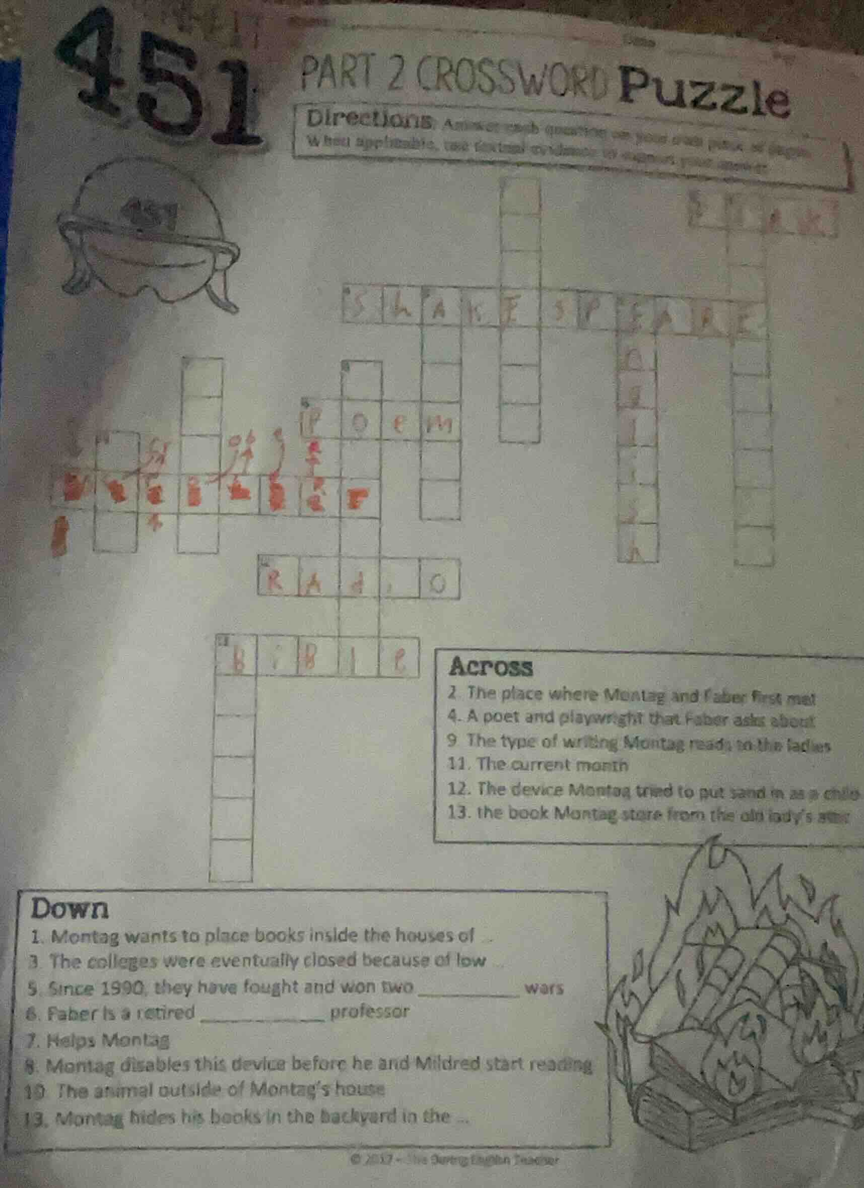 part 2 crossword puzzle directions: answer each question on your own pi…