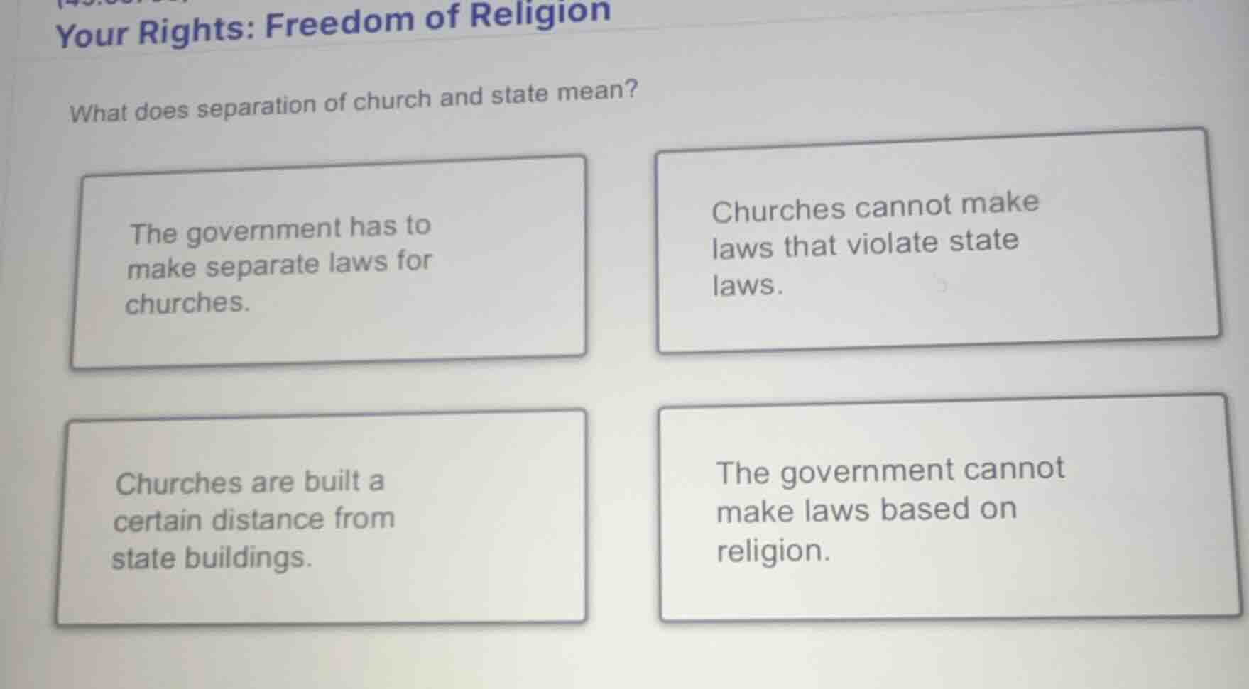 your rights: freedom of religion what does separation of church and sta…