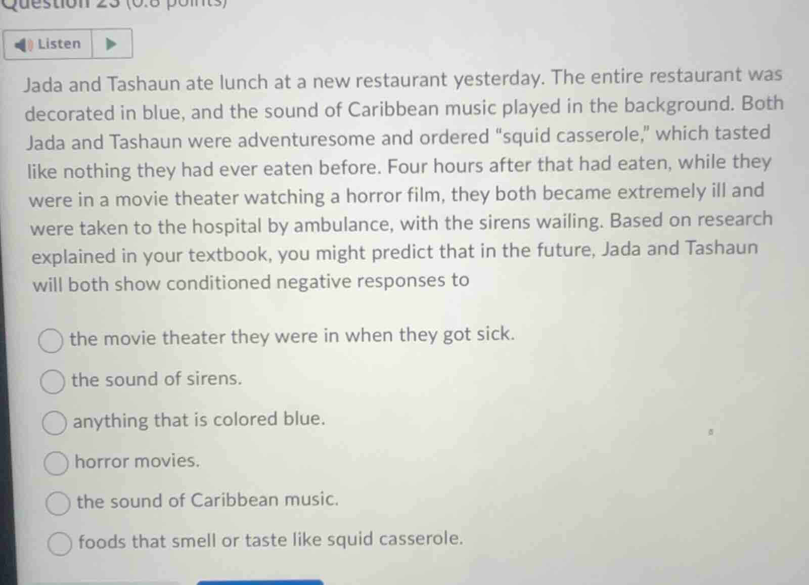 question 23 (0.8 points) listen jada and tashaun ate lunch at a new res…