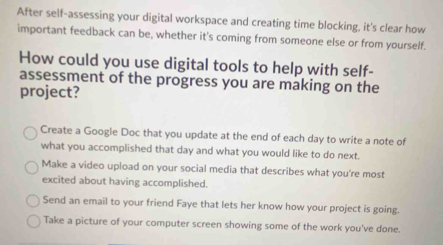 after self - assessing your digital workspace and creating time blockin…