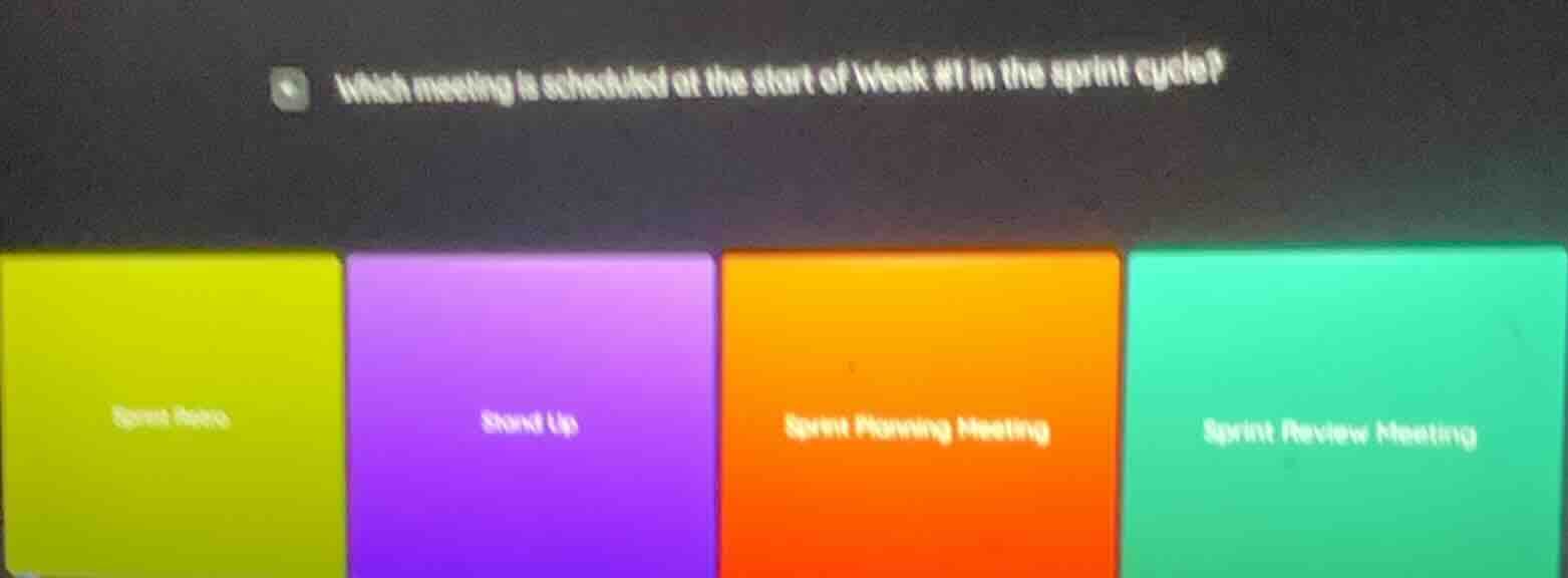 which meeting is scheduled at the start of week #1 in the sprint cycle?…