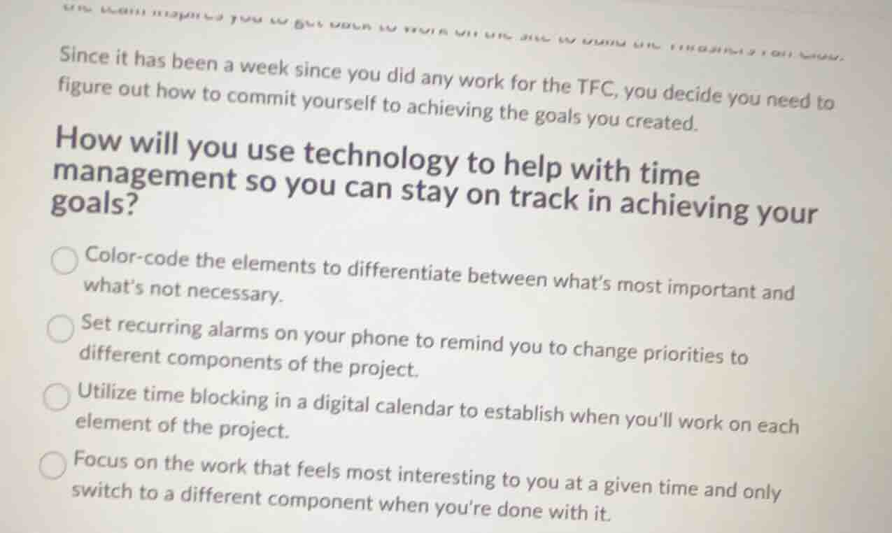 since it has been a week since you did any work for the tfc, you decide…