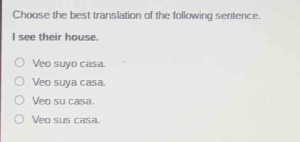 choose the best translation of the following sentence. i see their hous…