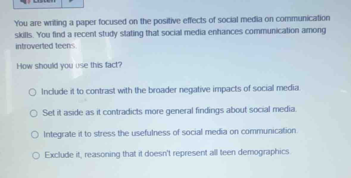 you are writing a paper focused on the positive effects of social media…