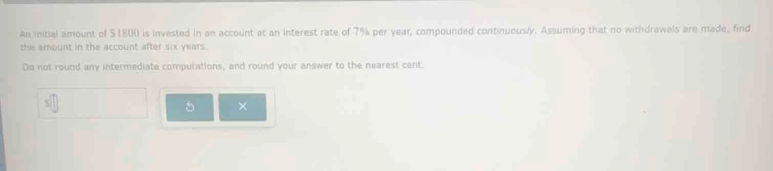 an initial amount of $1800 is invested in an account at an interest rat…
