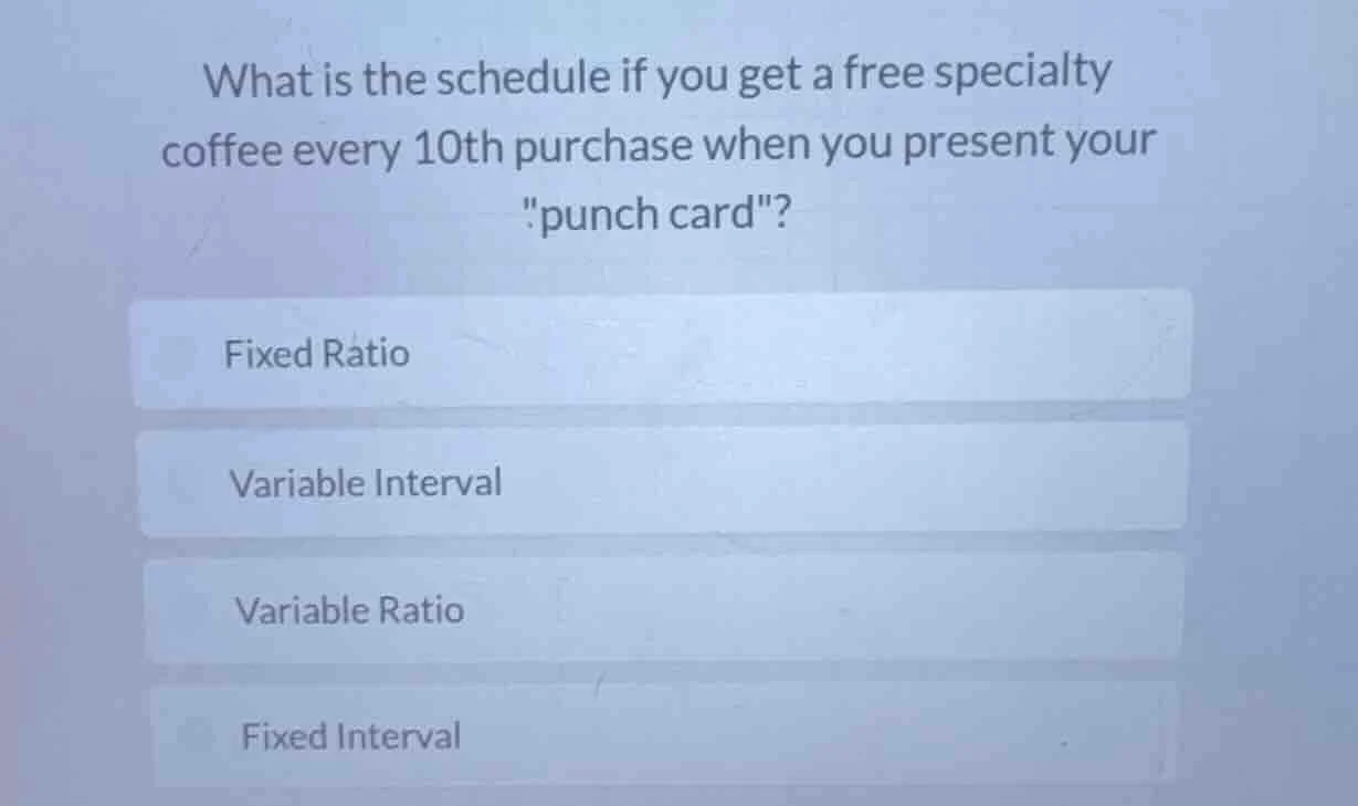 what is the schedule if you get a free specialty coffee every 10th purc…