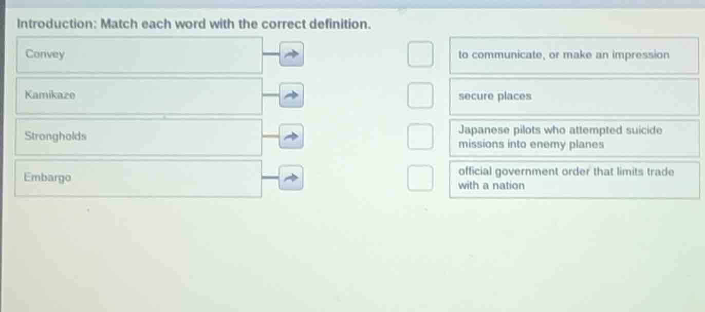 introduction: match each word with the correct definition. convey kamik…