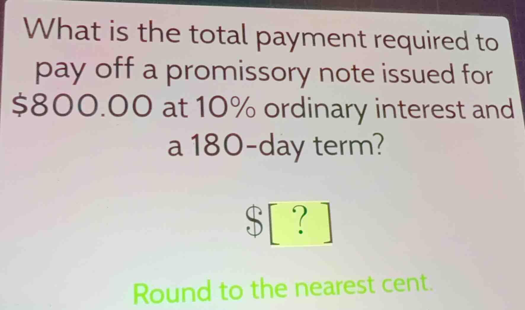 what is the total payment required to pay off a promissory note issued …