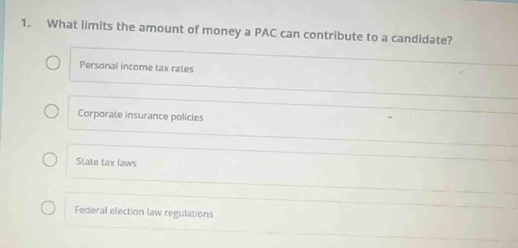 1. what limits the amount of money a pac can contribute to a candidate?…