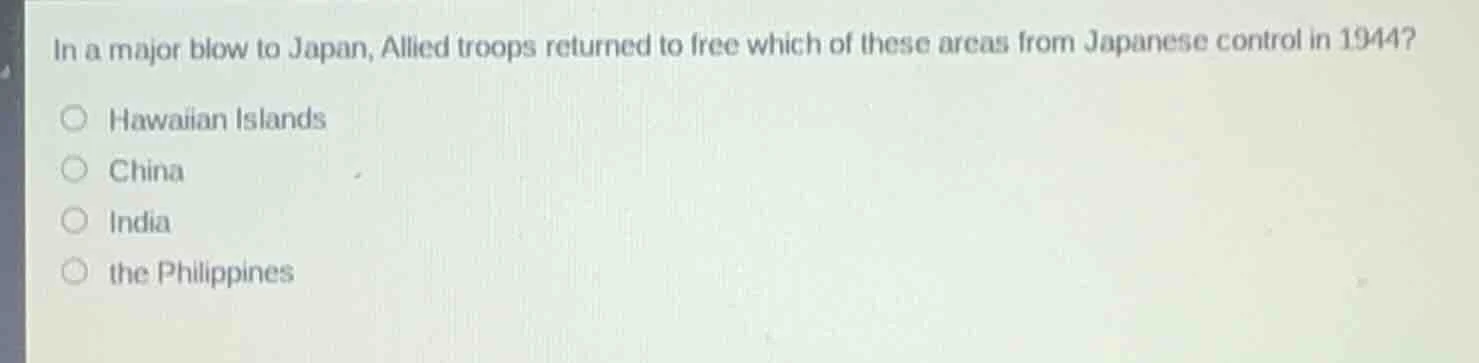 in a major blow to japan, allied troops returned to free which of these…